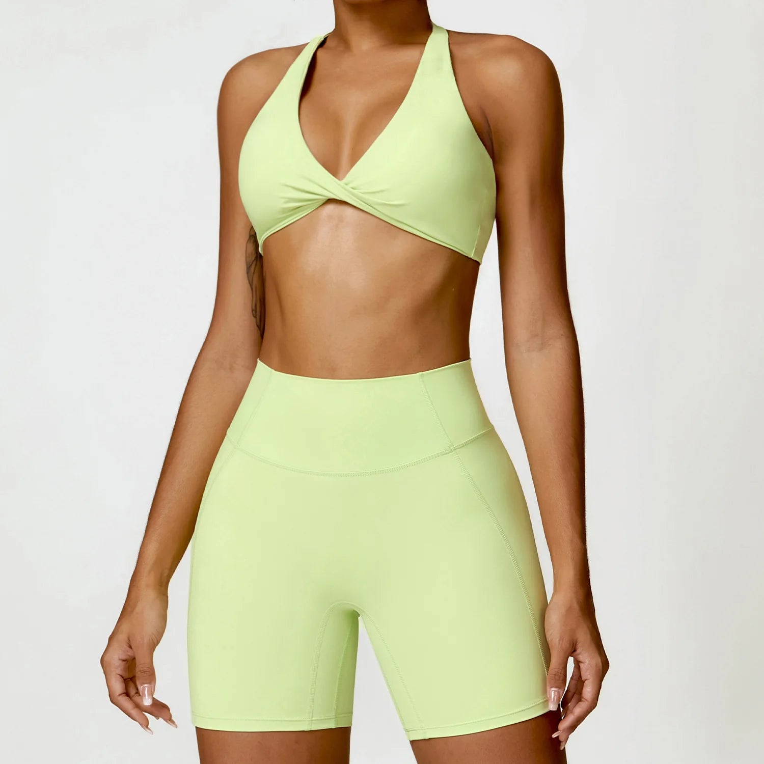 FUBEIKE 2 Pieces Set Pink Women's Underwear Seamless Women Panties Yoga Suits Beauty Back Quick-Drying Running Workout Clothes