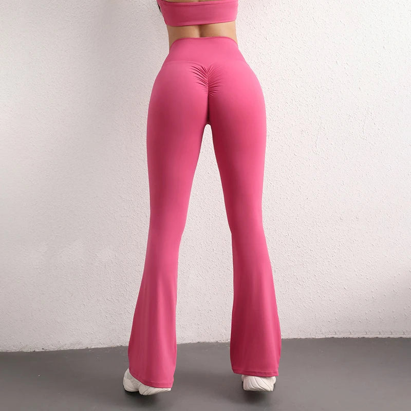 Gym Quick-Dry Flared Leggings Women Sexy Scrunch Butt Wide Leg Yoga Pants Woman 2026 High-End Pilates Workout Shaping Leggings