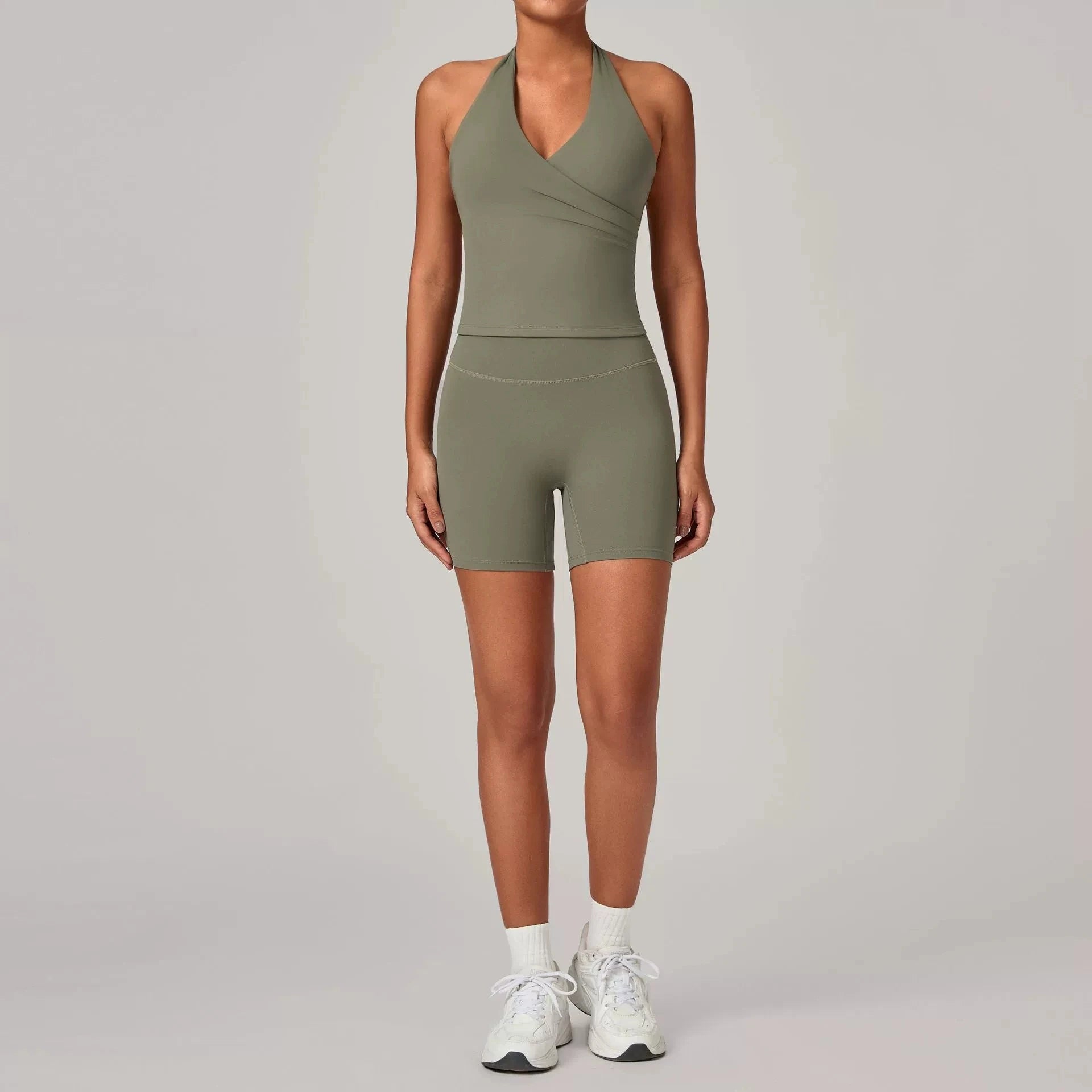 2 Pieces Yoga Suit Women Sportswear Gym Clothes Outfit Halter Sports Fitness Suit Vest Matching Shorts Workout Sets Gym Sets