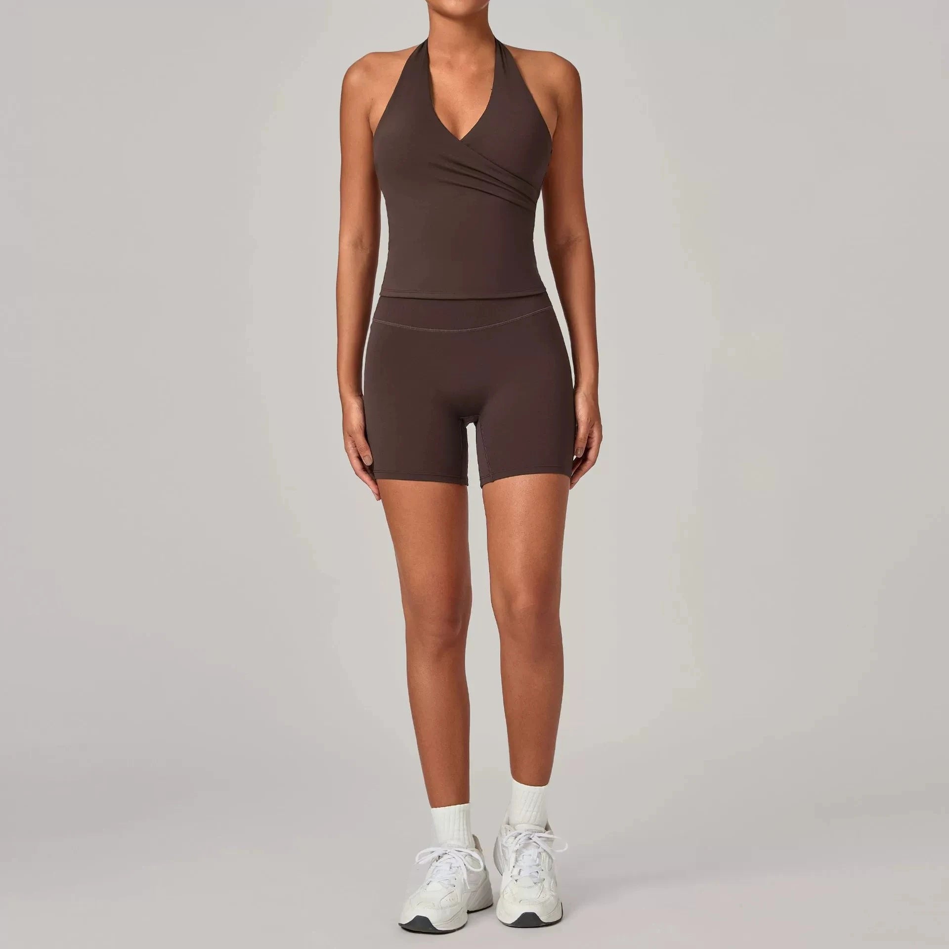 2 Pieces Yoga Suit Women Sportswear Gym Clothes Outfit Halter Sports Fitness Suit Vest Matching Shorts Workout Sets Gym Sets