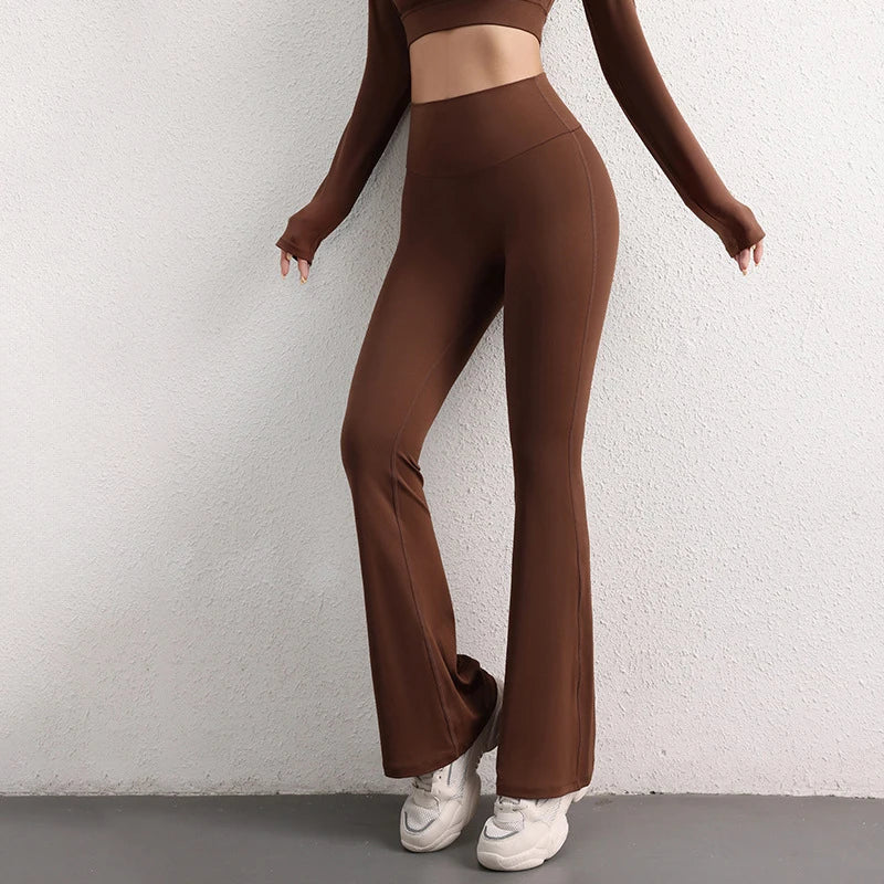 Gym Quick-Dry Flared Leggings Women Sexy Scrunch Butt Wide Leg Yoga Pants Woman 2026 High-End Pilates Workout Shaping Leggings