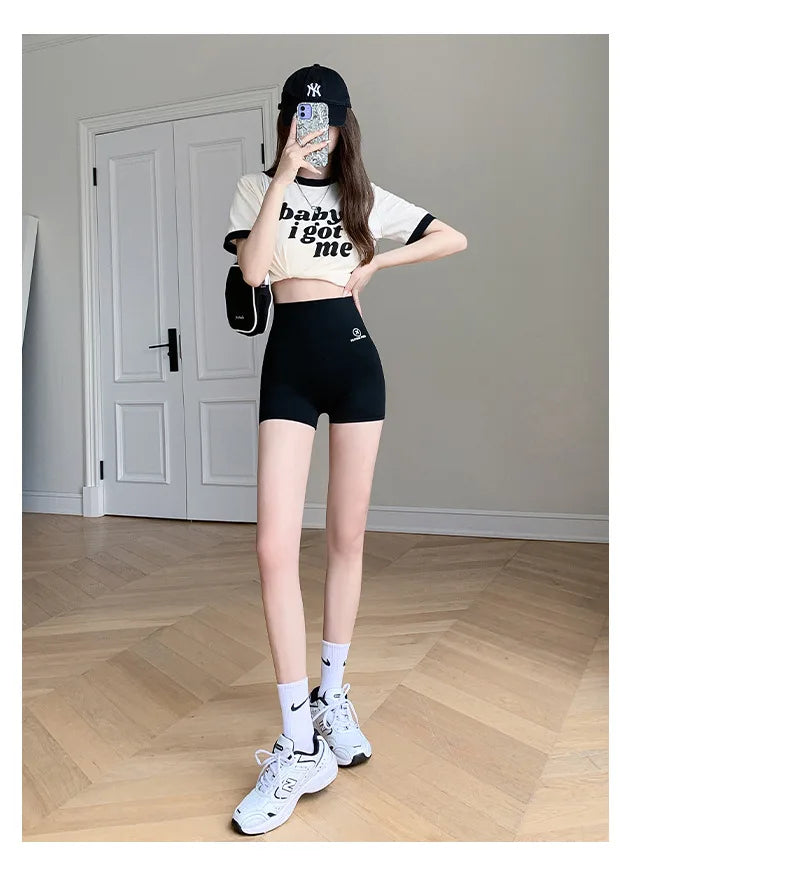 2026 Summer Sports Yoga Shorts Women Letter Embroidery Biker Shorts Women High Waist Casual Streetwear Elastic Female Underwear