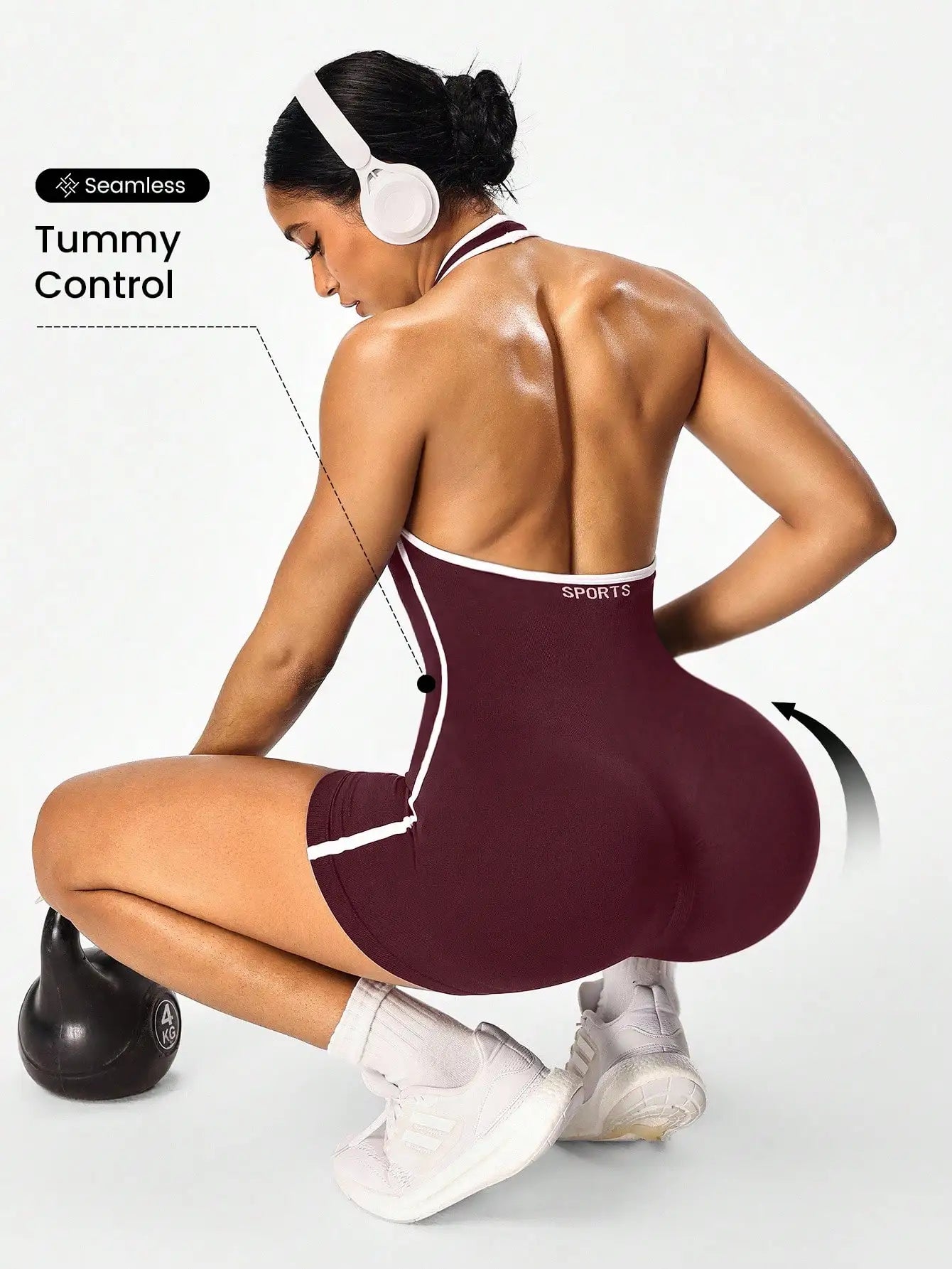 Cross-body yoga jumpsuit with color-blocking design, backless workout jumpsuit for women, outerwear for cross-border fitness and