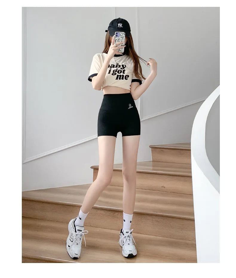2026 Summer Sports Yoga Shorts Women Letter Embroidery Biker Shorts Women High Waist Casual Streetwear Elastic Female Underwear