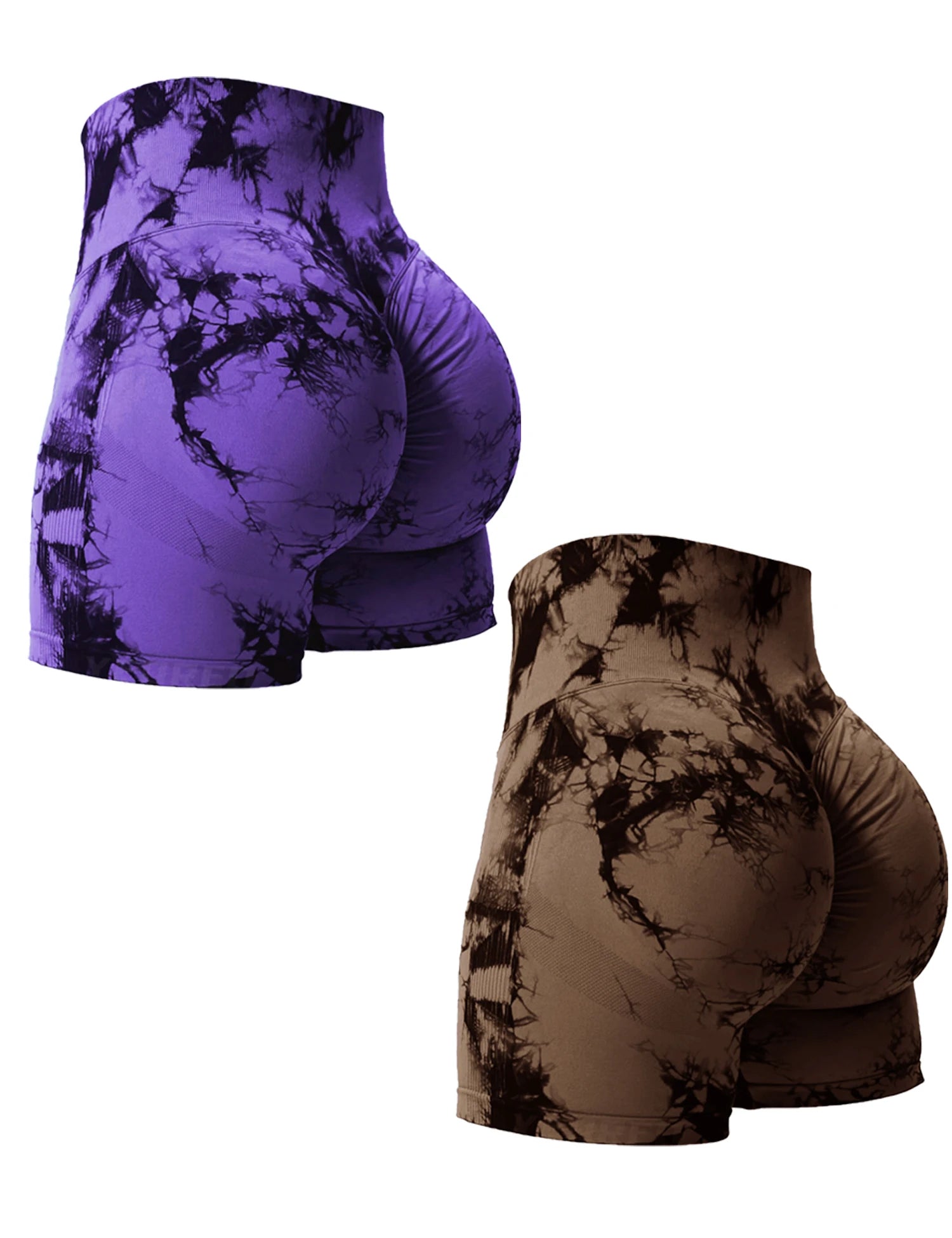 2PCS Tie Dye Butt Lifting Sexy Gym Shorts Woman Skinny Stretch High Waist Sport Shorts Casual Seamless Scrunch Butt