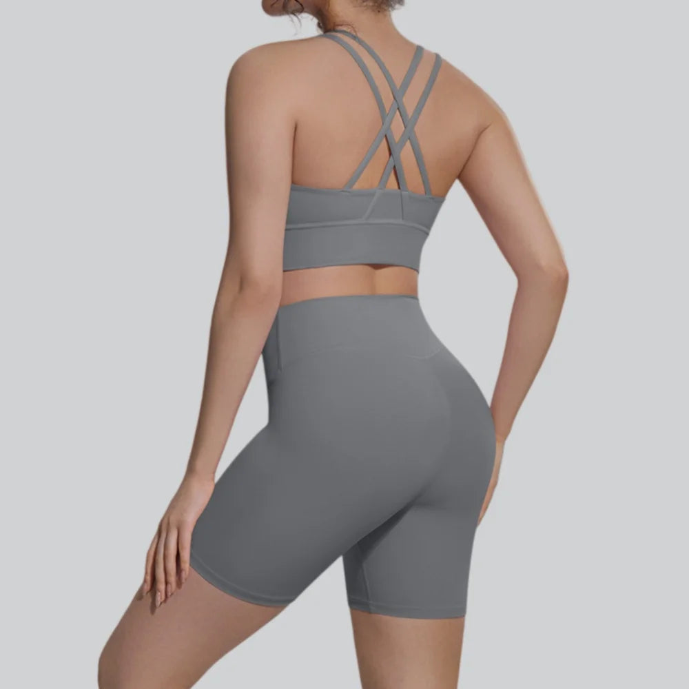 2 Pieces Yoga Suit Women's Summer Tracksuit Fitness Gym Clothes Fast Dry Sports Bra Legging Shorts Workout Gym Sets Sportswear