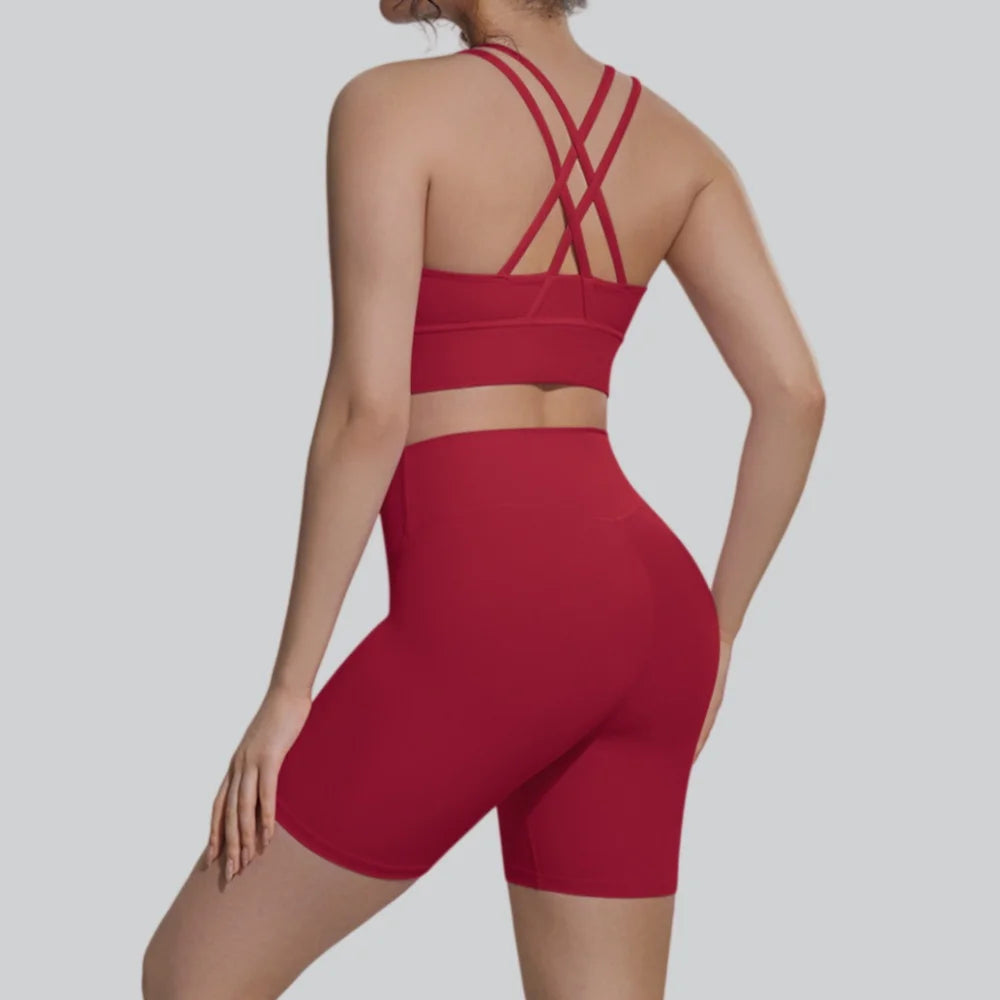 2 Pieces Yoga Suit Women's Summer Tracksuit Fitness Gym Clothes Fast Dry Sports Bra Legging Shorts Workout Gym Sets Sportswear