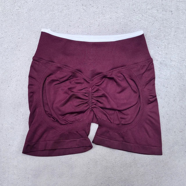 Solid Color Seamless Shorts Women Workout Scrunch Butt Lifting Yoga Shorts High Waist Fitness Biker Running Bottom GYM Shorts